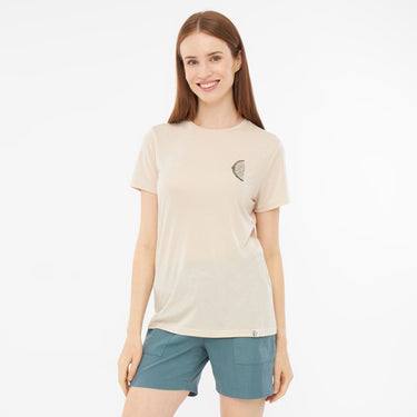 T-shirt damski VIKING Rune Lady, kolor beżowy – na modelu