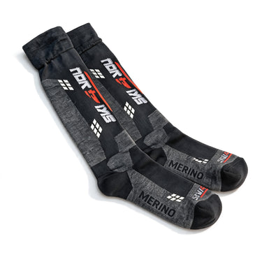 Skarpety narciarskie merino SKI4YOU, kolor czarne — para, widok z boku
