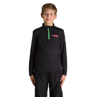 bluza narciarska dziecięca rossignol boy hero 1/2 zip czarny przód